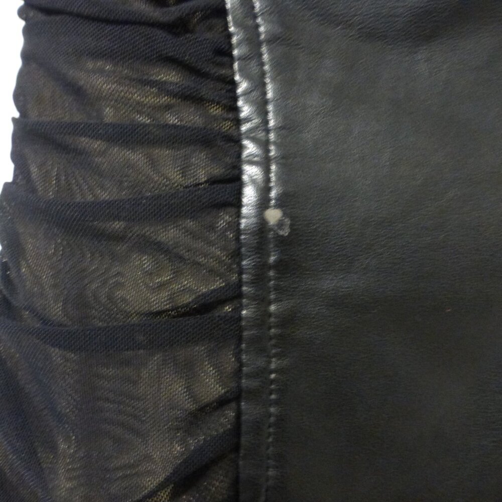 BEBE black ruched mesh and faux leather strapless tube dress - Picture 7 of 14